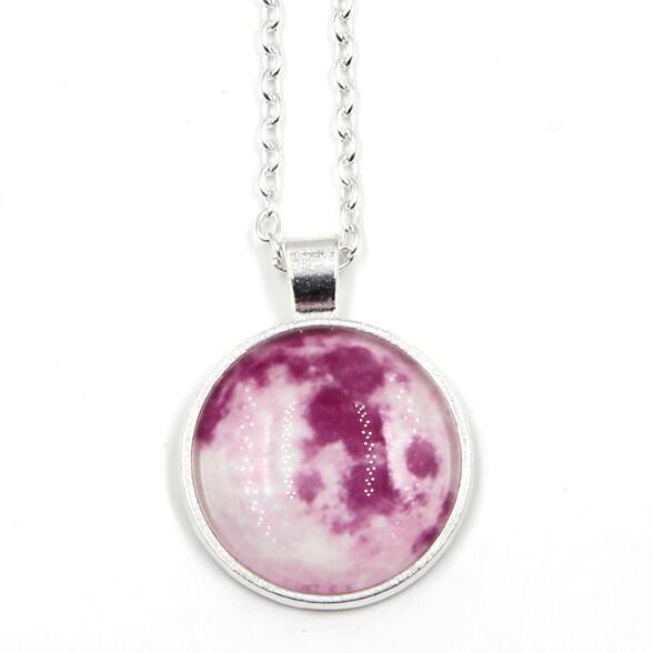 LunarLux Glow-in-the-Dark Full Moon Pendant Necklace