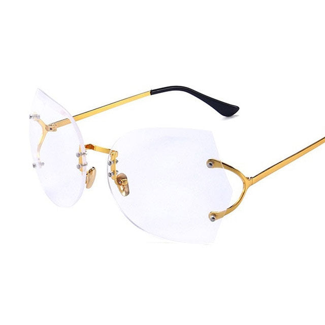 Graceful Gleam Cat Eye Rimless Sunglasses