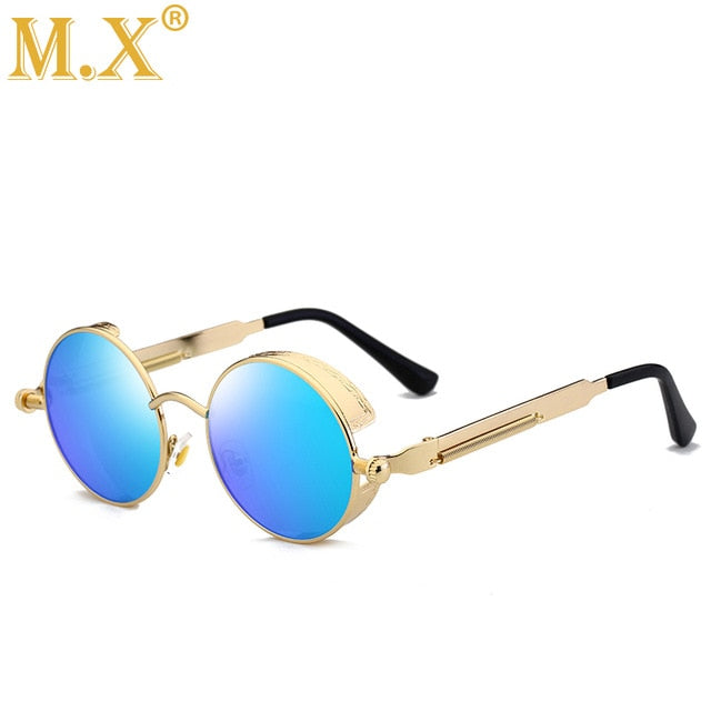 Alloy Elegance Round Steampunk UV400 Sunglasses