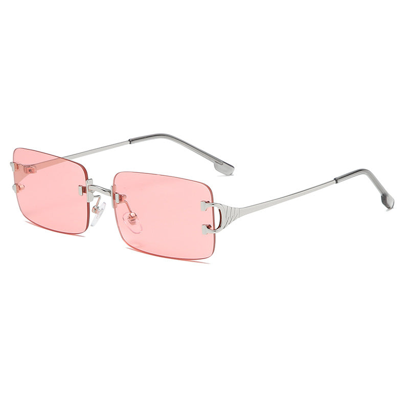 Metro Chic Retro Rimless Metal Square Sunglasses