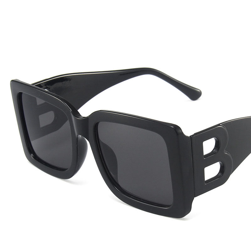 Modernista B-Shape Hollow Temple Large Square Sunglasses