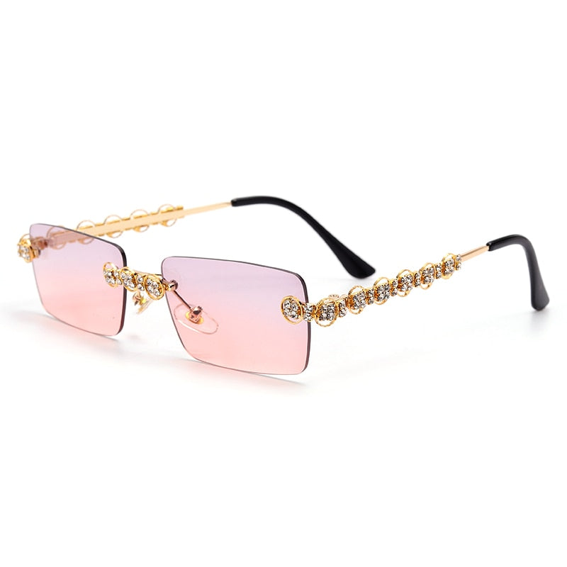 Steampunk Sparkle Rimless Diamond Sunglasses
