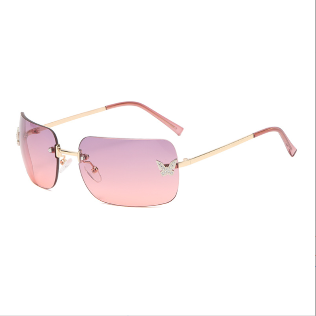 Glamour Glitz Frameless Diamond Square Sunglasses