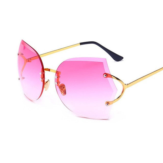 Graceful Gleam Cat Eye Rimless Sunglasses