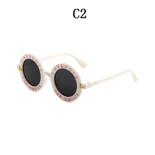 Vintage Bumblebee Lettering Round Sunglasses