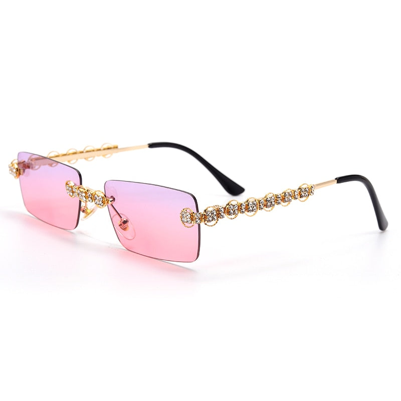 Steampunk Sparkle Rimless Diamond Sunglasses