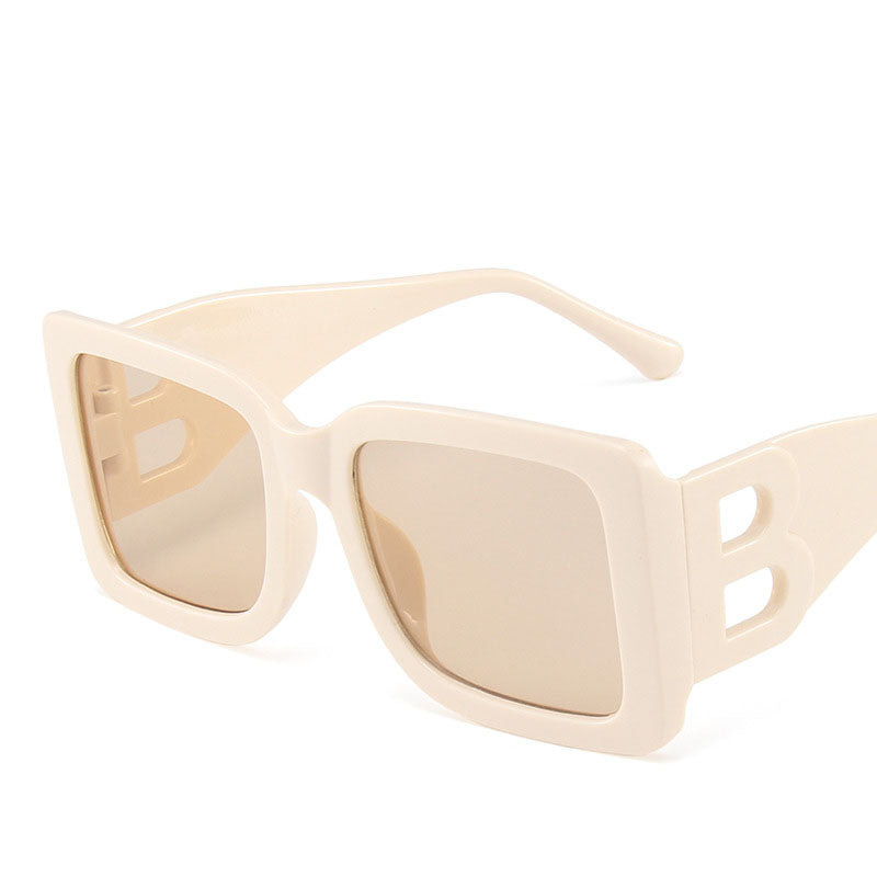 Modernista B-Shape Hollow Temple Large Square Sunglasses