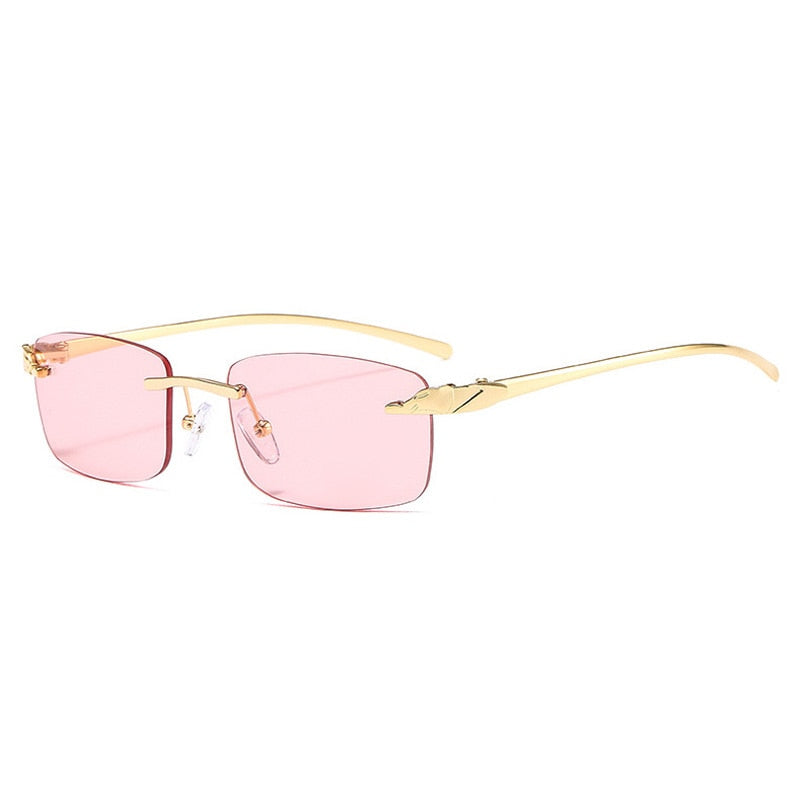 Cheetah Chic Rimless Rectangle Sunglasses