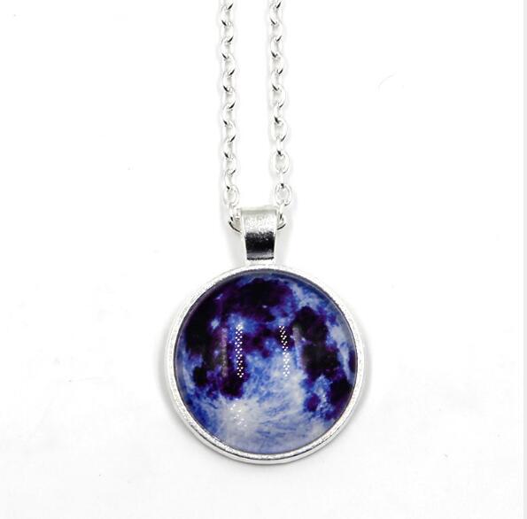 LunarLux Glow-in-the-Dark Full Moon Pendant Necklace