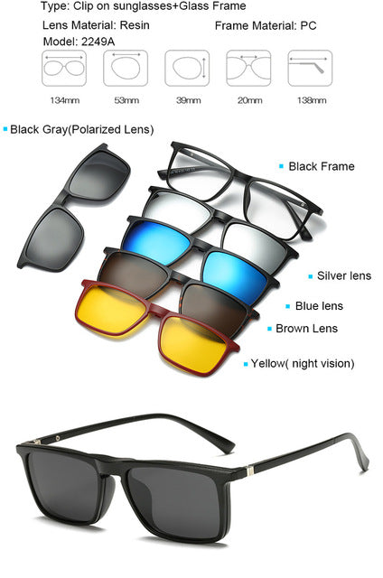 Versatile Voyager 5-in-1 Men's Magnetic Sunglasses