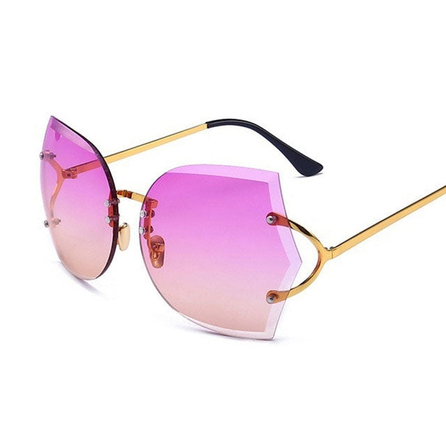 Graceful Gleam Cat Eye Rimless Sunglasses