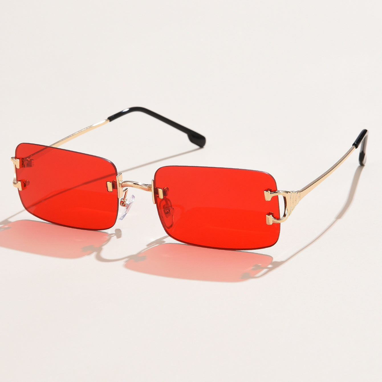 Metro Chic Retro Rimless Metal Square Sunglasses