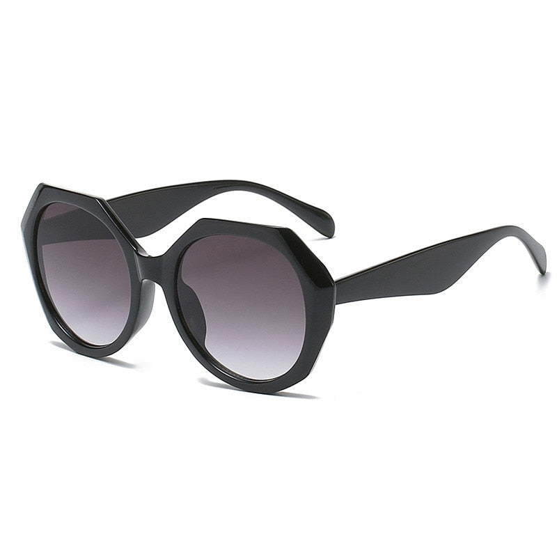 TrendSetter Striped Large Frame Irregular Sunglasses