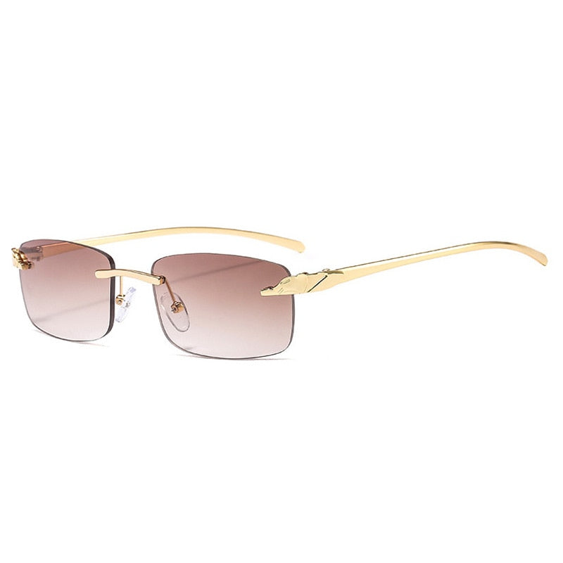 Cheetah Chic Rimless Rectangle Sunglasses