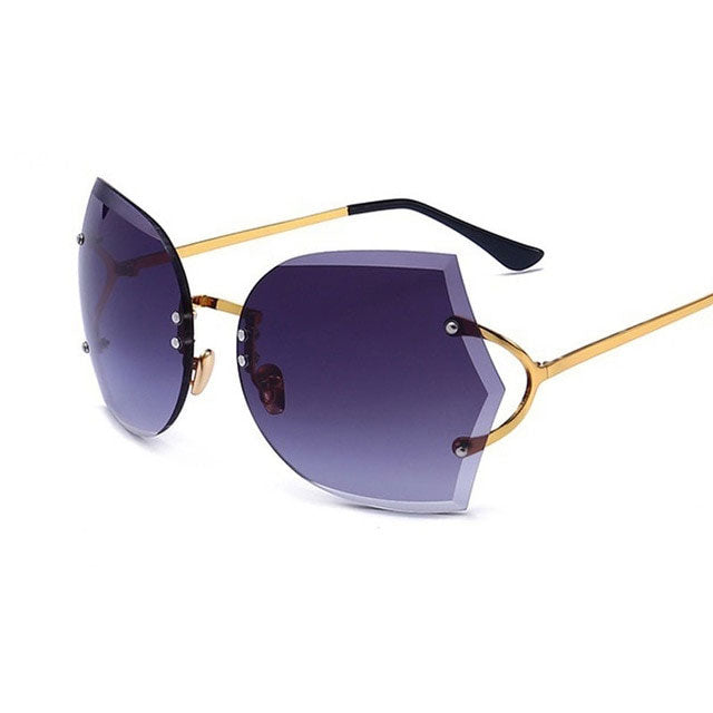 Graceful Gleam Cat Eye Rimless Sunglasses