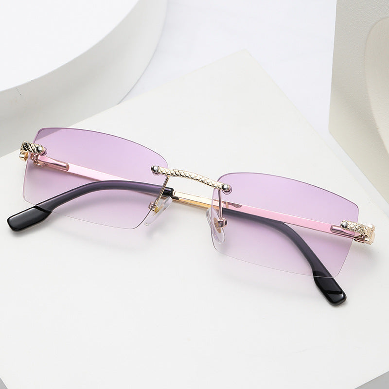 Visionary Oceanic Rimless Square Sunglasses