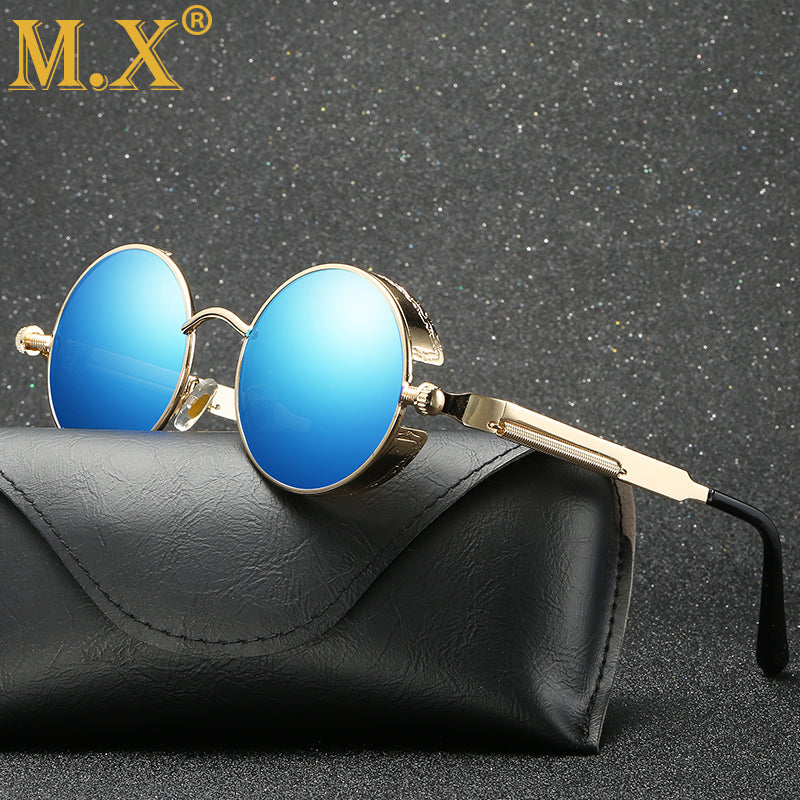Alloy Elegance Round Steampunk UV400 Sunglasses