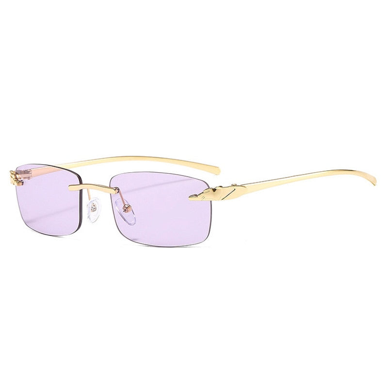 Cheetah Chic Rimless Rectangle Sunglasses