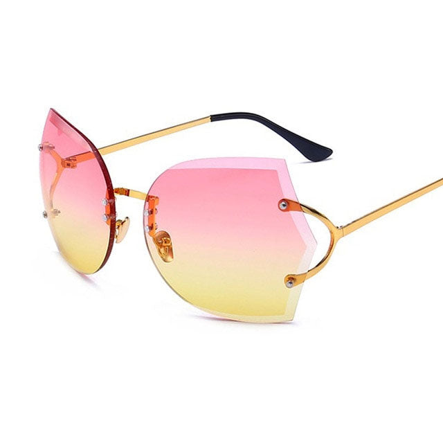 Graceful Gleam Cat Eye Rimless Sunglasses