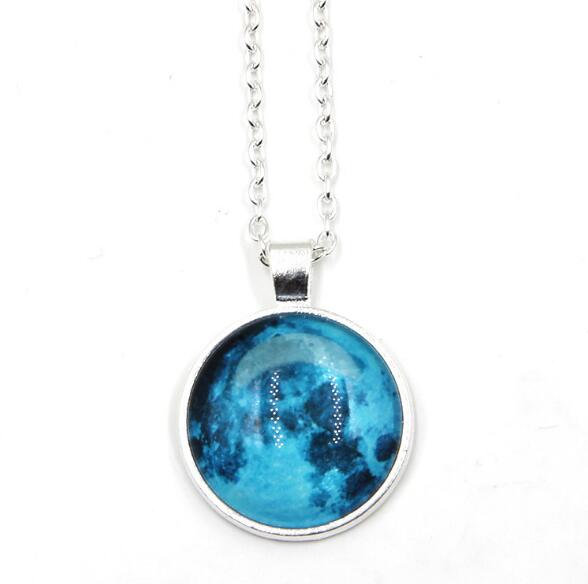 LunarLux Glow-in-the-Dark Full Moon Pendant Necklace