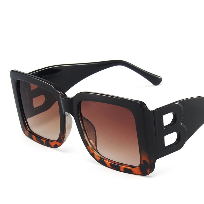 Modernista B-Shape Hollow Temple Large Square Sunglasses