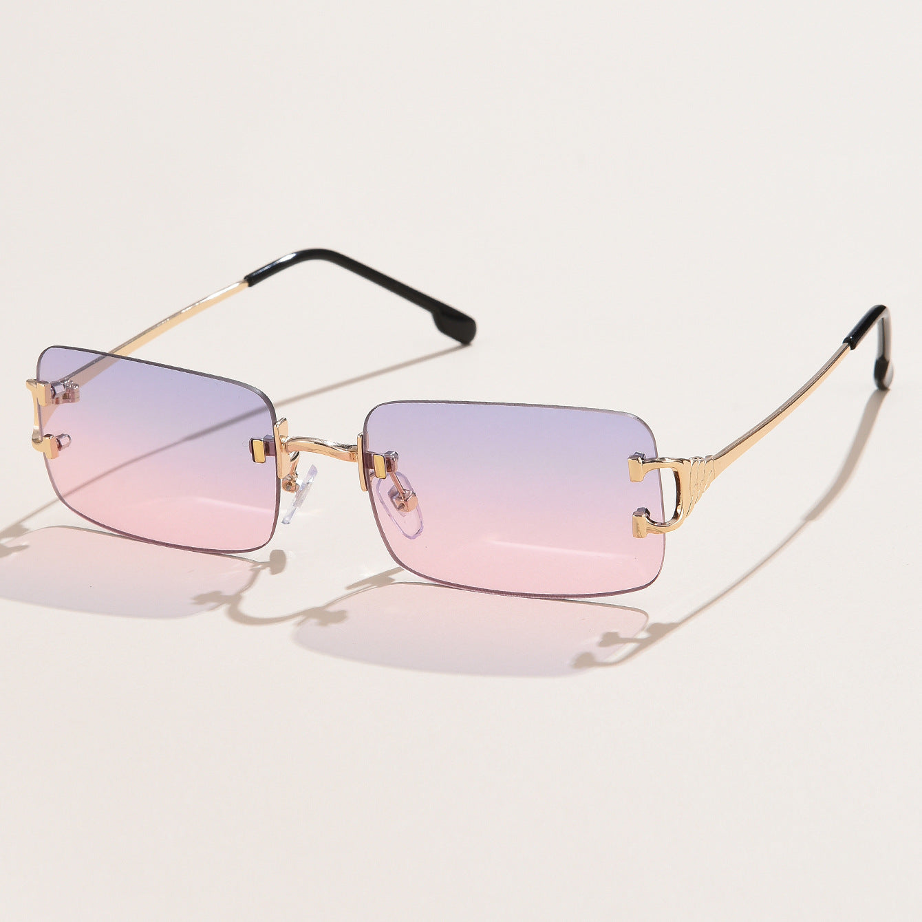 Metro Chic Retro Rimless Metal Square Sunglasses