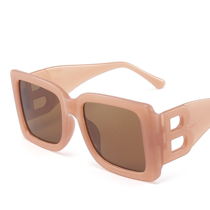 Modernista B-Shape Hollow Temple Large Square Sunglasses