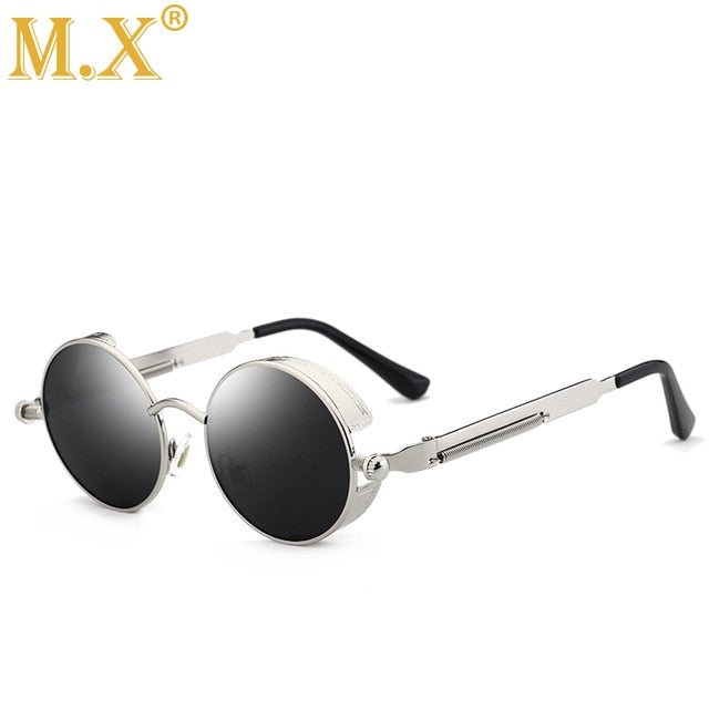 Alloy Elegance Round Steampunk UV400 Sunglasses