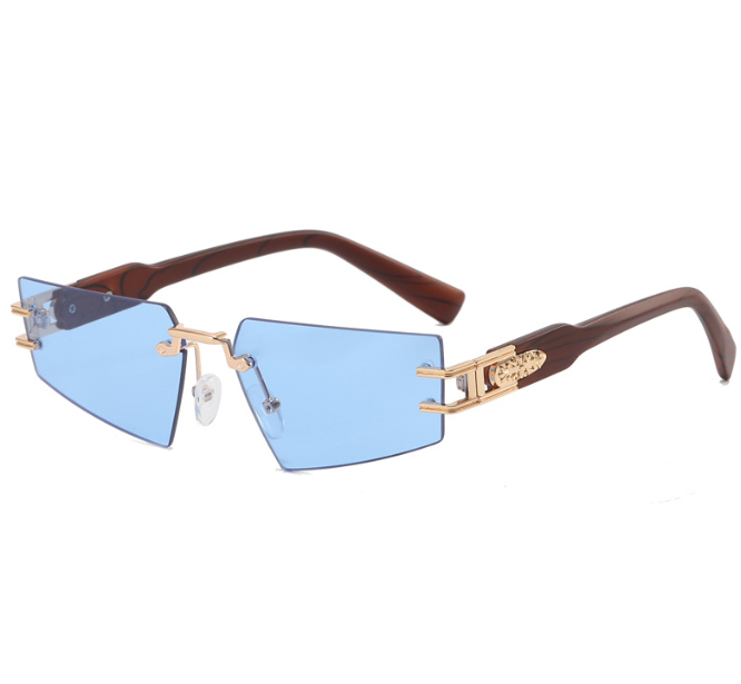 ForestFusion Frameless Grey Wood-Grain Sunglasses