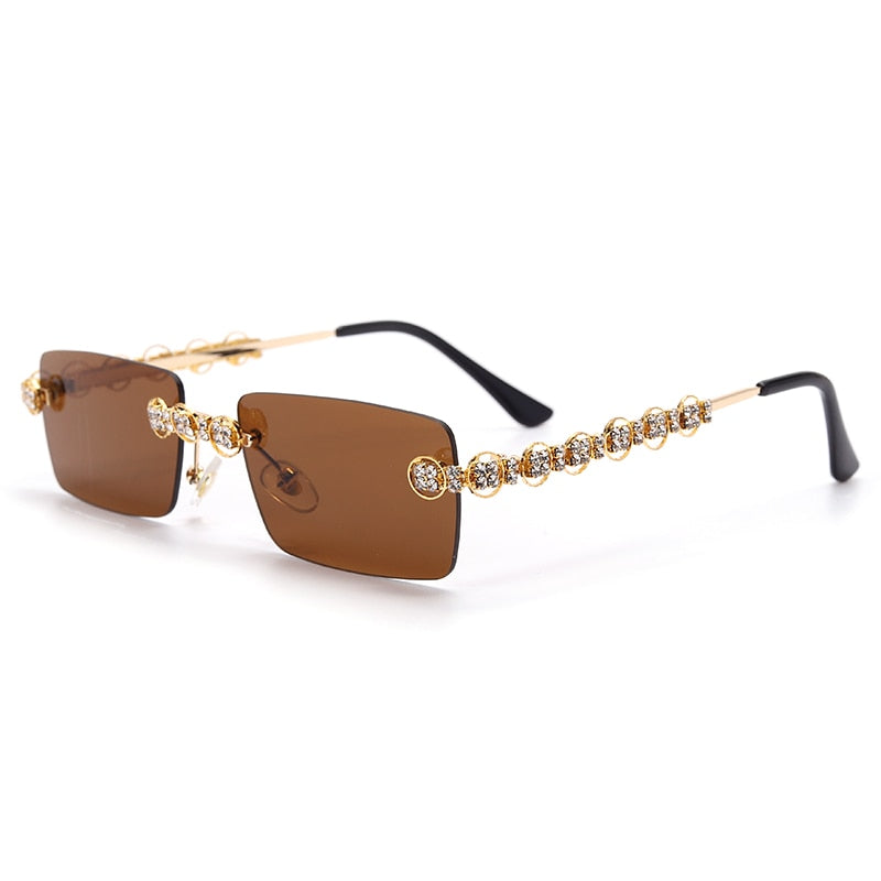 Steampunk Sparkle Rimless Diamond Sunglasses