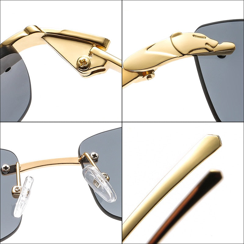 Cheetah Chic Rimless Rectangle Sunglasses