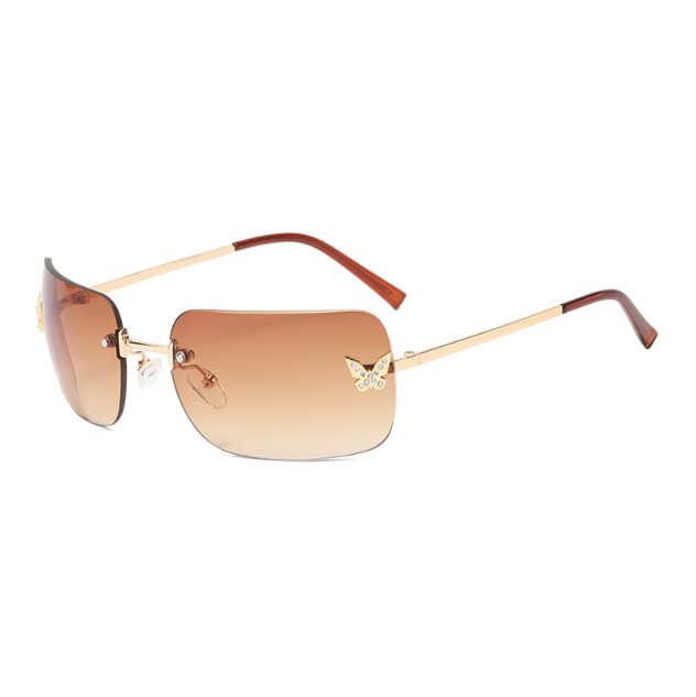 Glamour Glitz Frameless Diamond Square Sunglasses