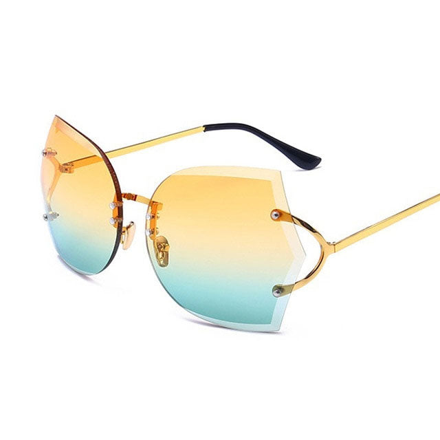 Graceful Gleam Cat Eye Rimless Sunglasses