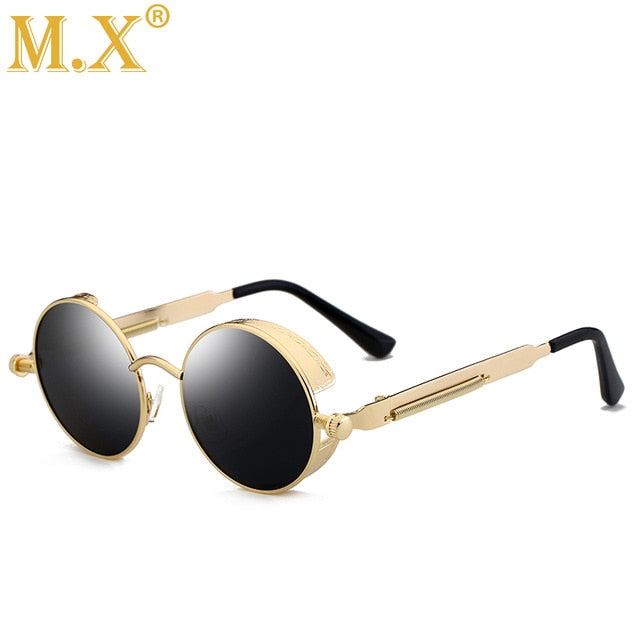Alloy Elegance Round Steampunk UV400 Sunglasses