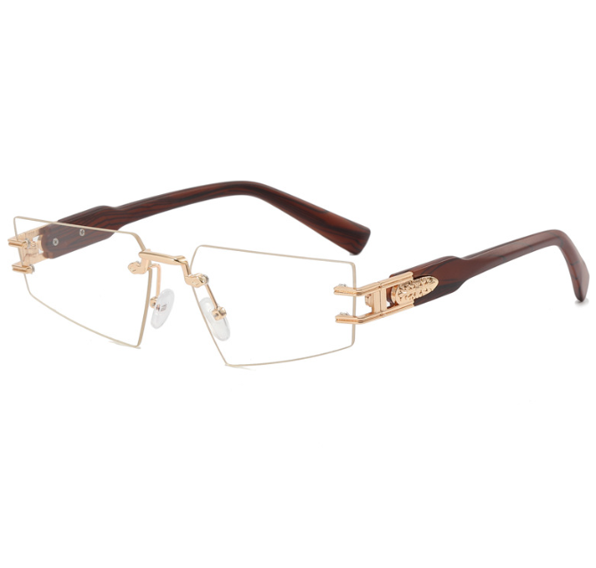 ForestFusion Frameless Grey Wood-Grain Sunglasses
