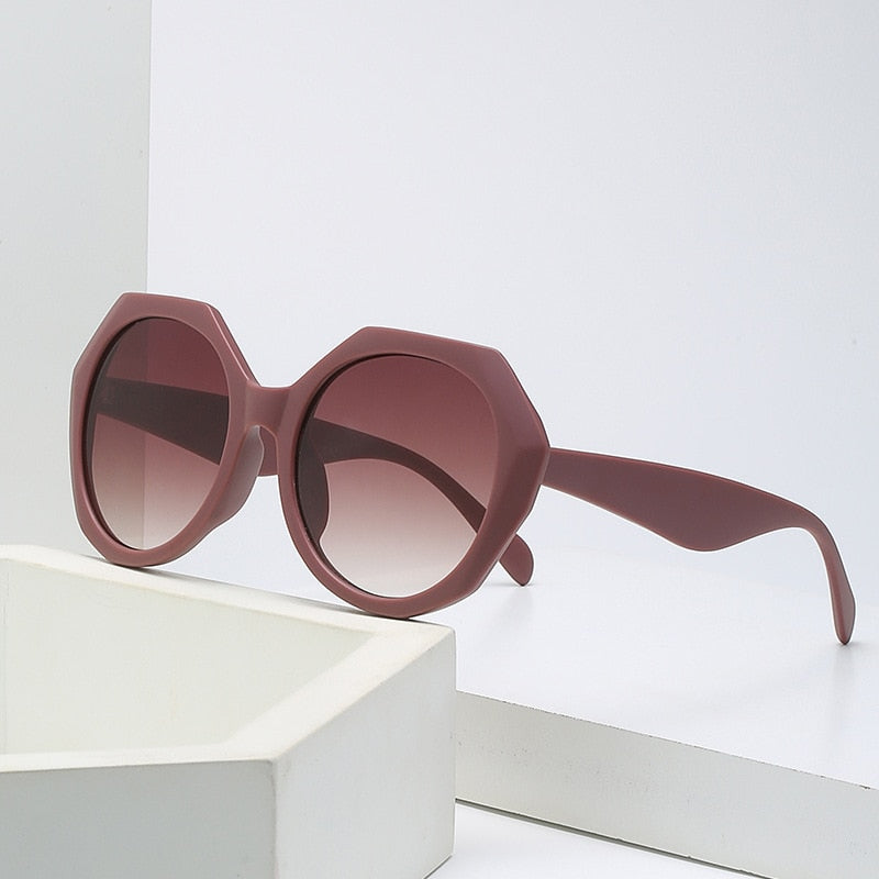 TrendSetter Striped Large Frame Irregular Sunglasses