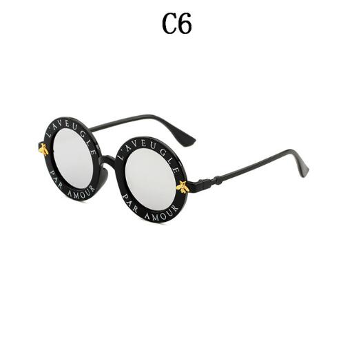 Vintage Bumblebee Lettering Round Sunglasses