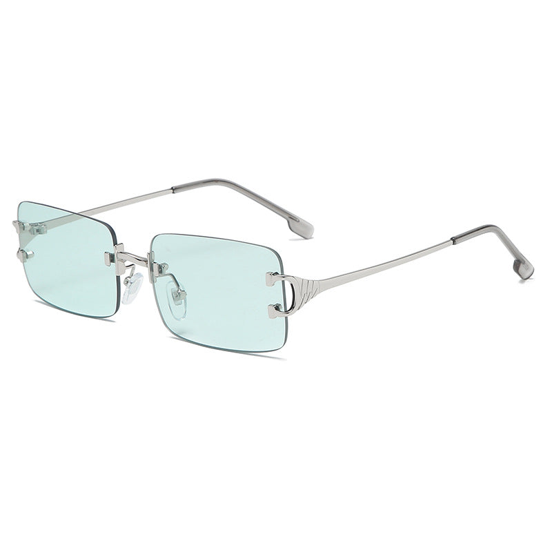 Metro Chic Retro Rimless Metal Square Sunglasses