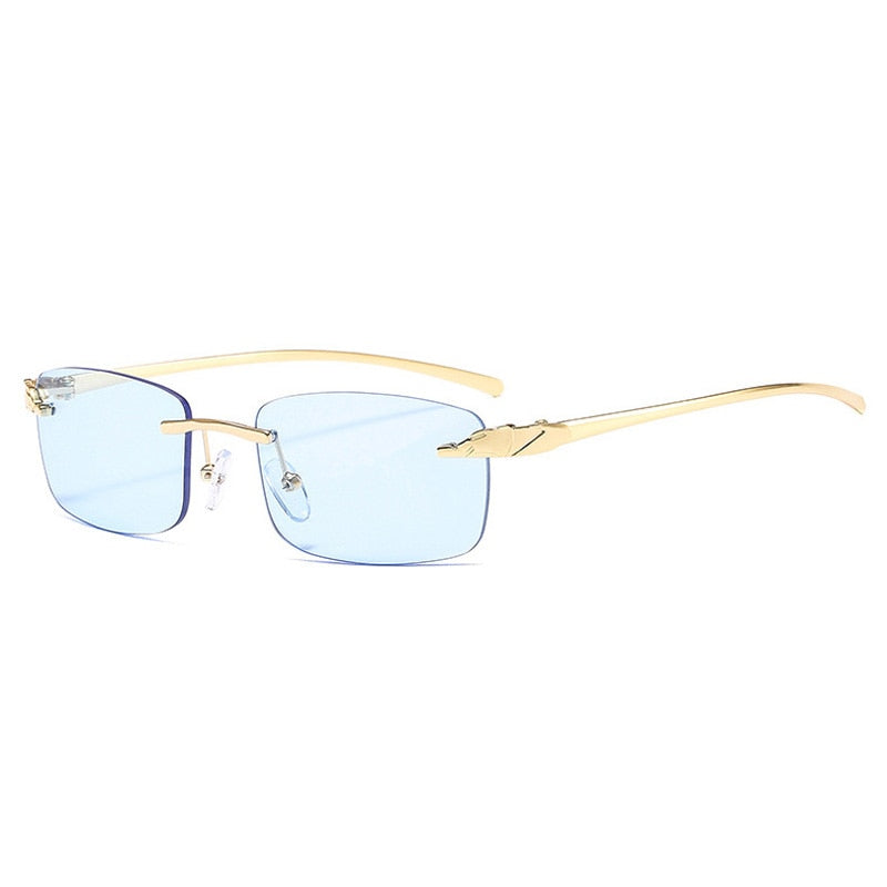 Cheetah Chic Rimless Rectangle Sunglasses
