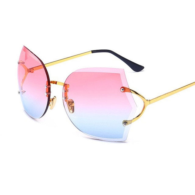 Graceful Gleam Cat Eye Rimless Sunglasses