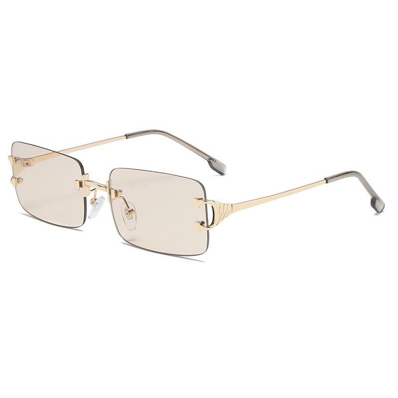 Metro Chic Retro Rimless Metal Square Sunglasses