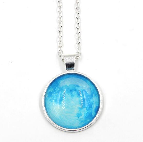 LunarLux Glow-in-the-Dark Full Moon Pendant Necklace