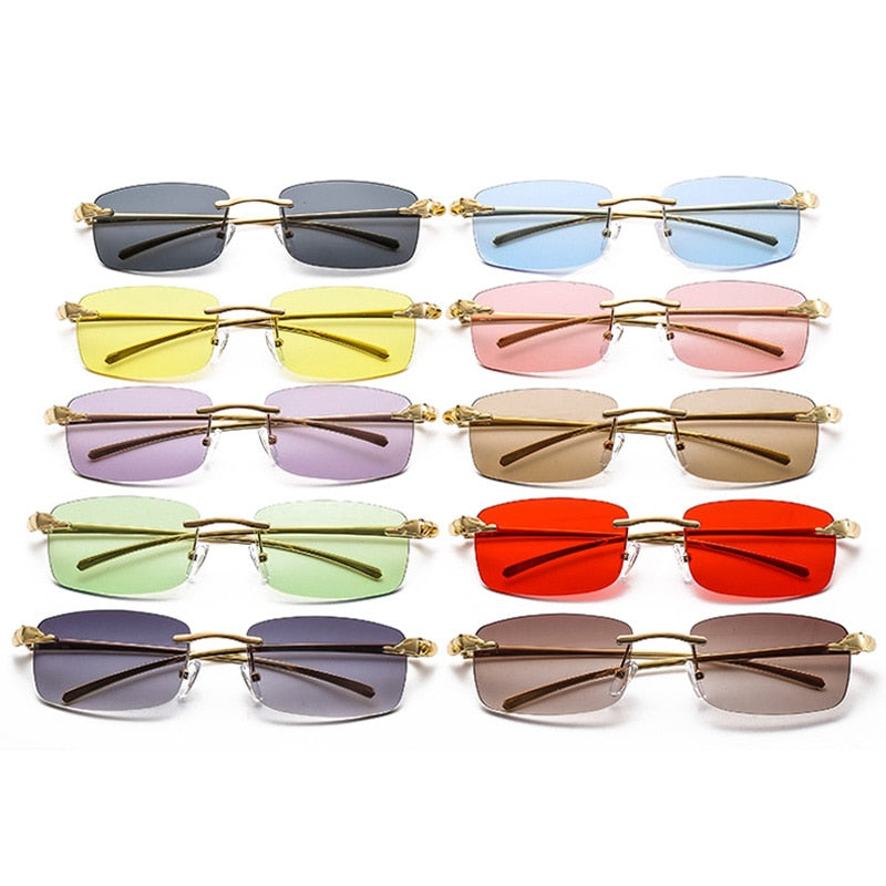Cheetah Chic Rimless Rectangle Sunglasses
