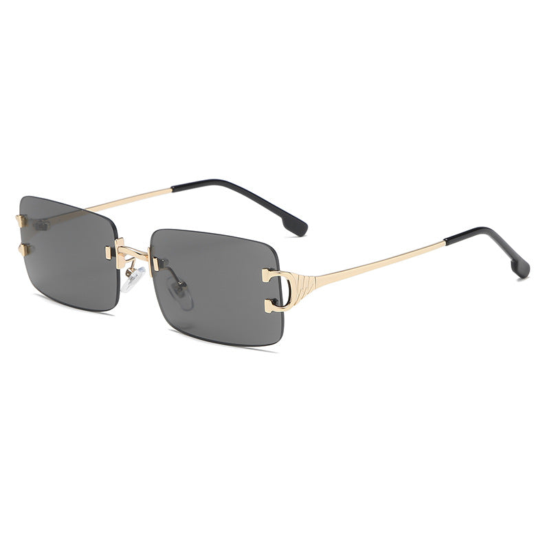 Metro Chic Retro Rimless Metal Square Sunglasses