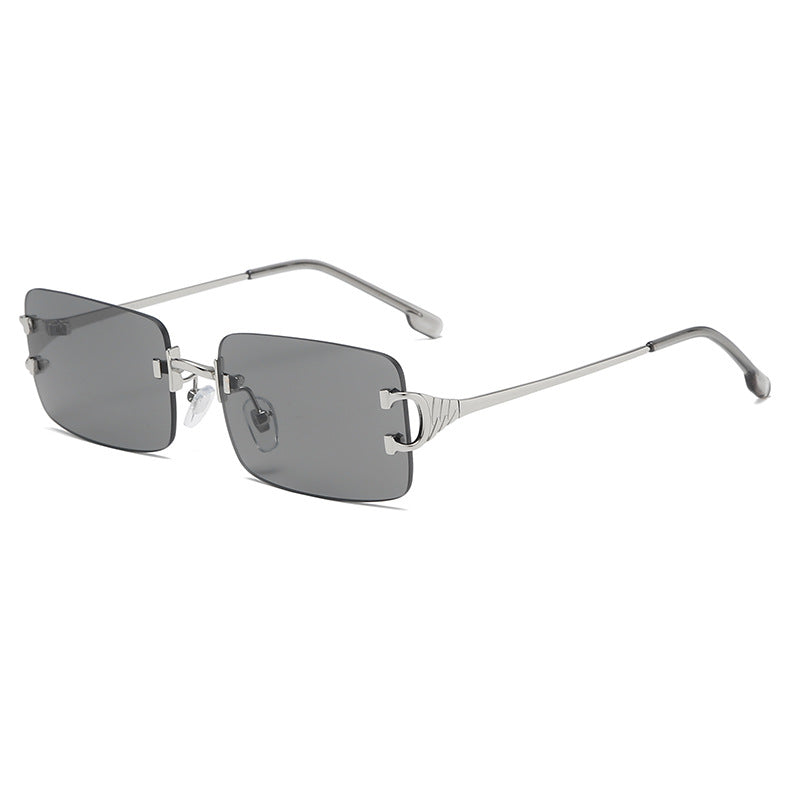 Metro Chic Retro Rimless Metal Square Sunglasses