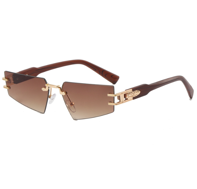 ForestFusion Frameless Grey Wood-Grain Sunglasses