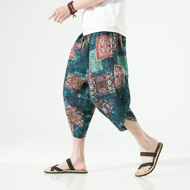 Harajuku Inspired Cotton Linen Wide Leg Men's Harem Pants