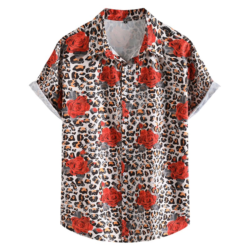 Men's Summer Leopard-Print Aloha Beach Party Shirt