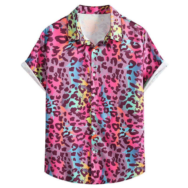 Men's Summer Leopard-Print Aloha Beach Party Shirt