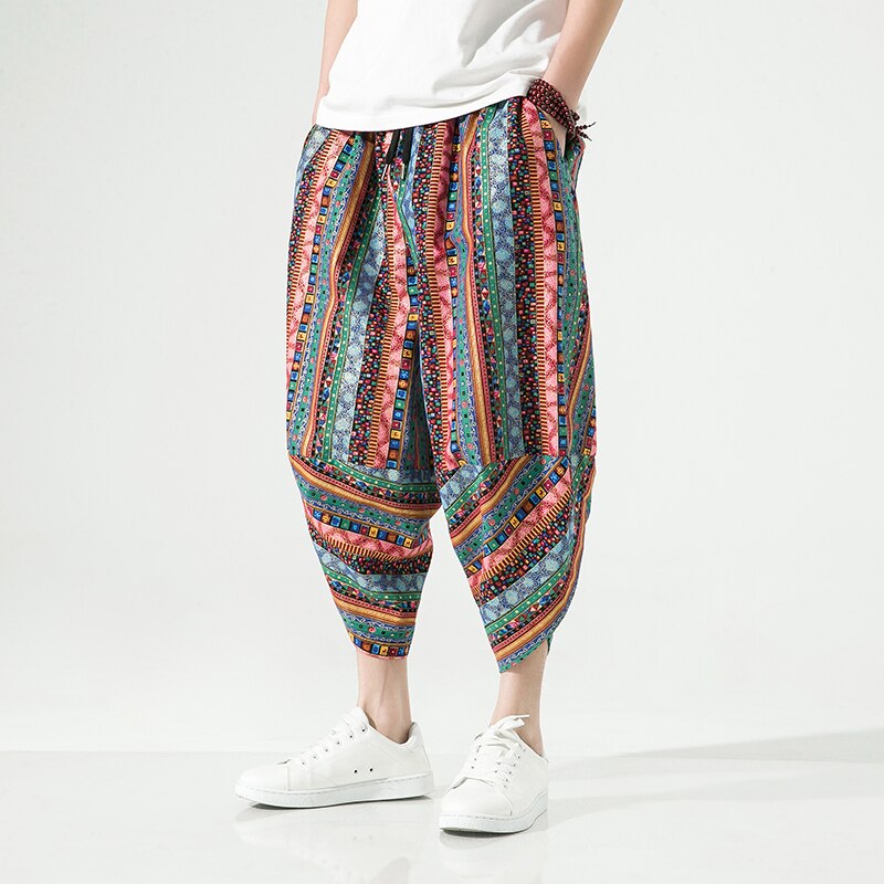 Harajuku Inspired Cotton Linen Wide Leg Men's Harem Pants